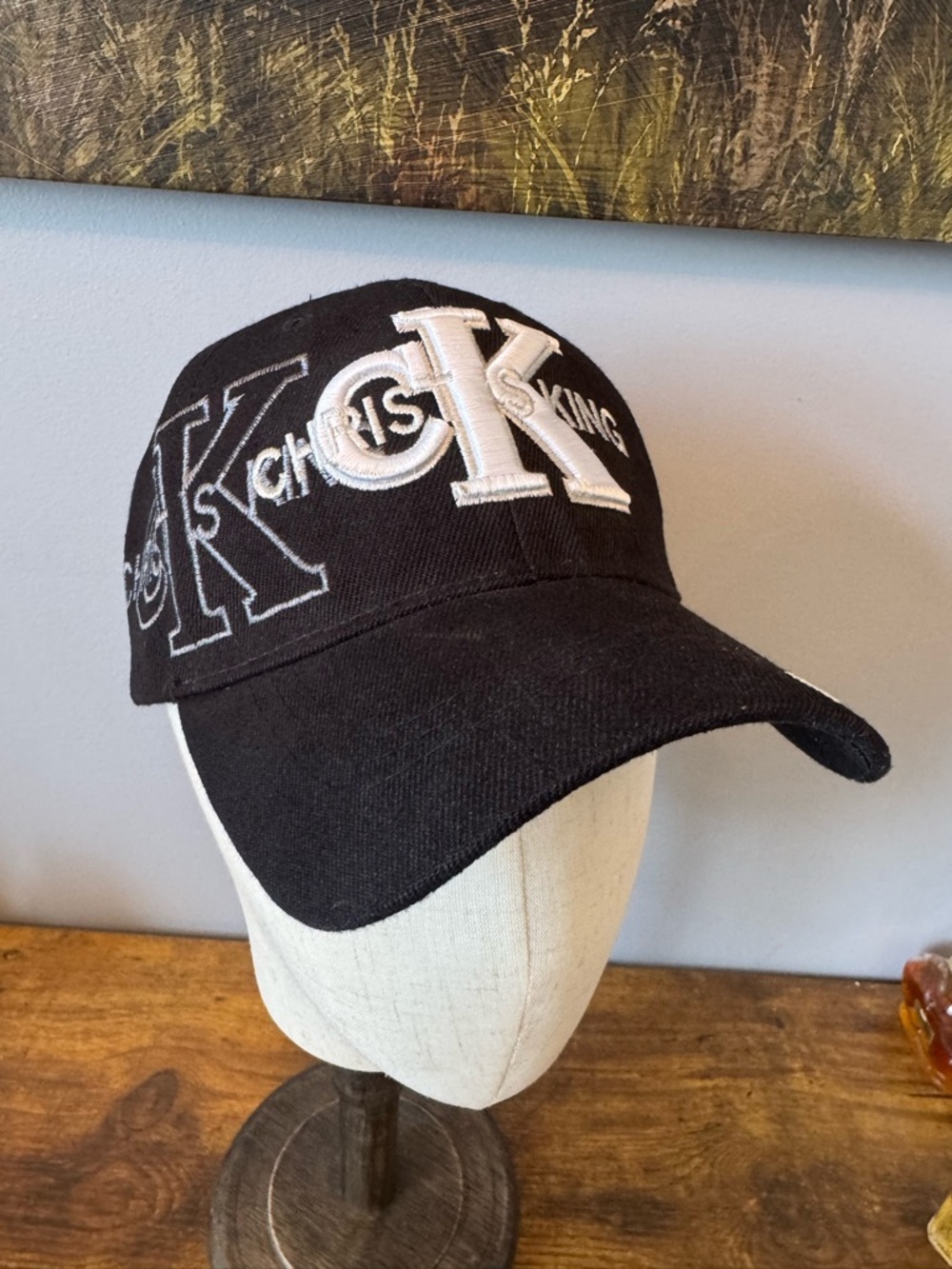 Christ Is King Embroidered Hat I Love Jesus Black Adjustable Faith Cap